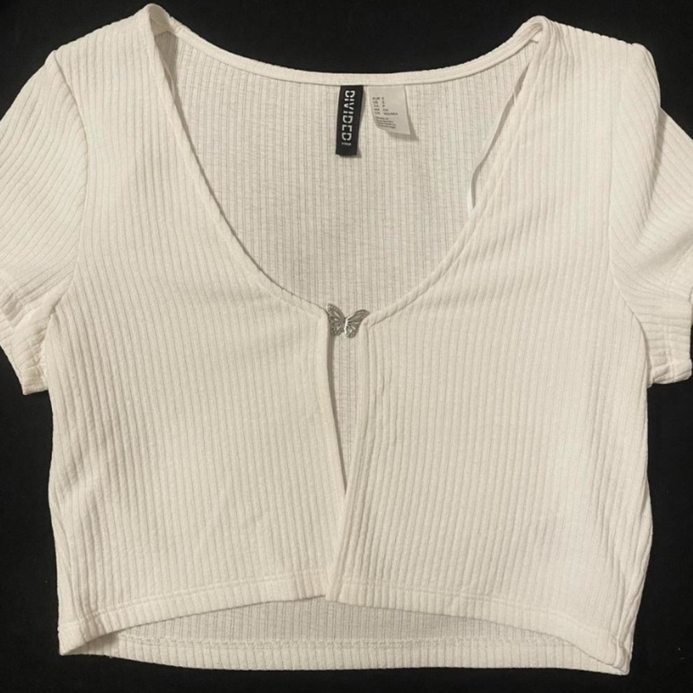 crop top with butterfly pendant